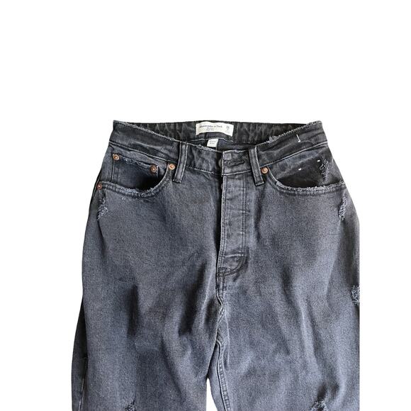 Abercrombie & Fitch The Dad High Rise Jeans 2 Short / 26 Button Fly Straight Leg - Picture 2 of 6